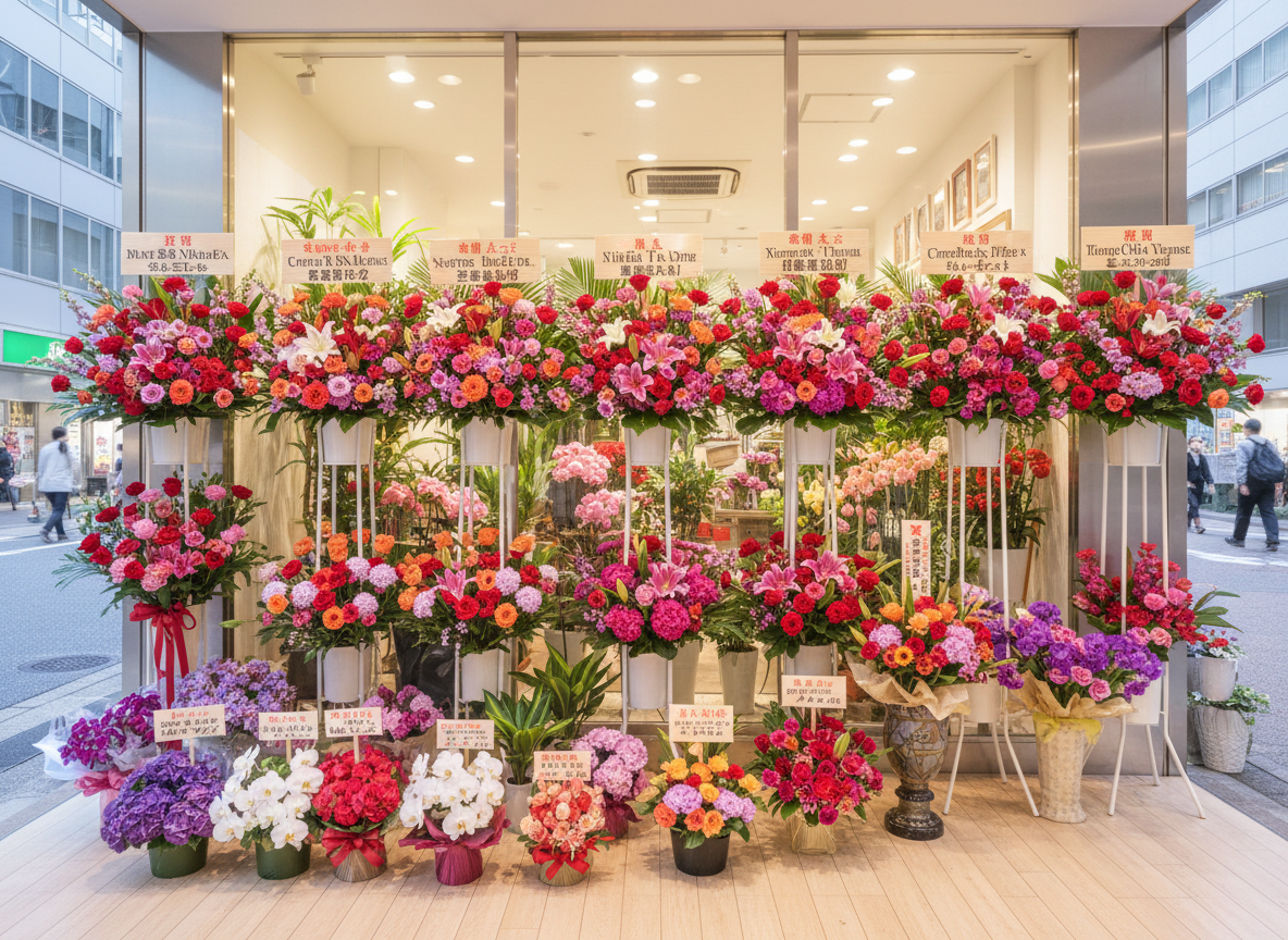 名古屋・栄の華やかなお祝い花とフラワーアレンジメント