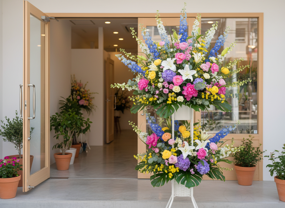 名古屋のフラワーショップが制作した華やかなスタンド花
